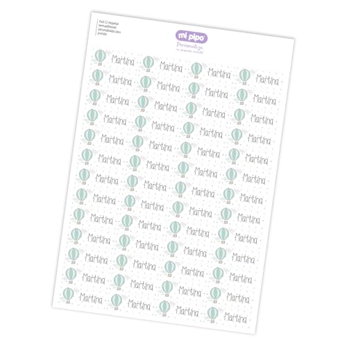 Mi Pipo - Pack 52 Etiquetas para Ropa Personalizadas - Globo | Etiquetas Termoadhesivas Ropa Seguras, Cómodas | Aplicación con Plancha Fácil y Rápida | Ideal para Babis, Uniformes o Sudaderas