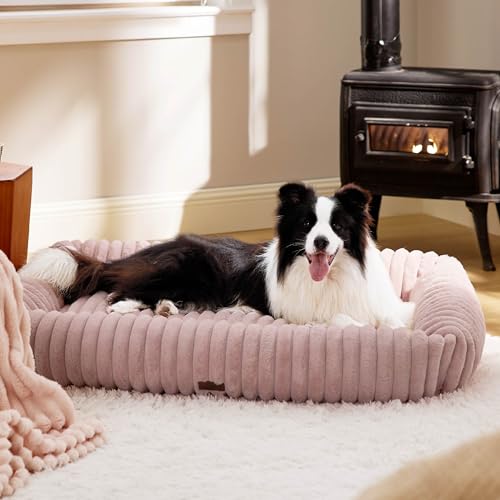 Image of Bedsure ComfyFleece Cute XL Dog Beds for Extra Large Dogs,43in Blush Pink