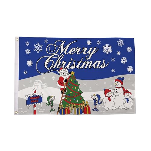Flagtex Christmas Flag North Pole 5ft x 3ft (150cm x 90cm) - Festive Christmas Decorations for Garden Outdoor Indoor Holiday Banner with Santa Workshop Theme for Seasonal Display