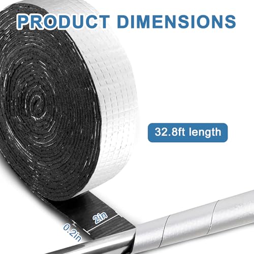 Self Adhesive Pipe Insulation Wrap, 2.4" Wide X 32.8 Ft Long Pipe Coverings, Outdoor Water Pipe Lagging Foam for Winter Freeze Protection of Hot & Cold Pipes,Reduce Heat Loss - Image 2