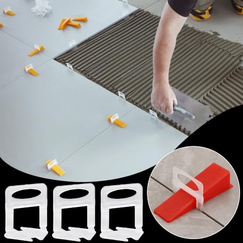 Lvjkes 200 Stück Fliesen nivelliersystem, Zuglaschen 1,5 mm, Präzise Nivellierung, Verbesserte Baueffizienz, für Fliesenhöhe 3-15 mm fliesenverlegehilfe (1.5mm)