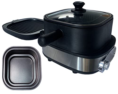 More Taste Home Appliances Air Fryer&Electric Air Fryer Grill Skillet Combo With 3Qt Stewer Pot Multifunctional Cooker (5 Units Includes, Airfryer Stew Black) #TOP5