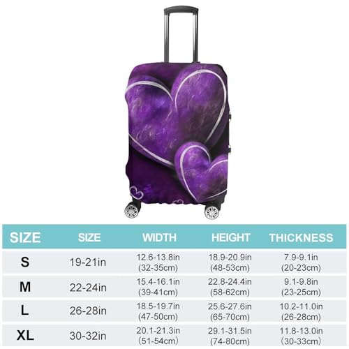 Carry on Luggage Cover Purple Hearts Suitcase Covers for Luggages Tsa Approved Travel Luggage Sleeve Protector Elastic Suitcase Protector Anti-Scratch Washable Fits 19-30 Inch Case -S2