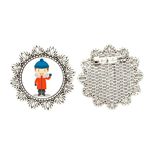 Broche de flores plateadas estilo polo sur en tamaño medium para solapa de chaqueta