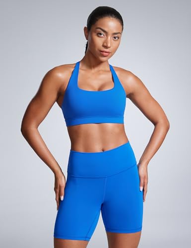 Image of CRZ YOGA Butterbreeze Criss Cross Back Sports Bra | Medium Support, Removable Pads, Training, Fast Dry, Square Neck, Strappy, for Women