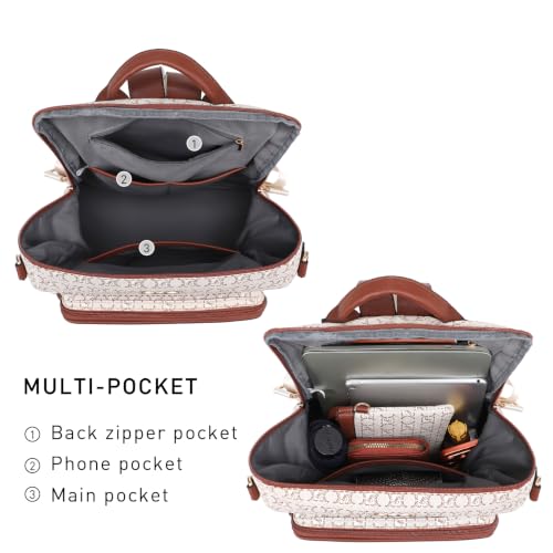 Image of JULIE FERRARO Women Convertible Backpack Purse, Large PU Leather Travel Backpack with Multi Pockets, Shoulder Handbag Set with Wristlet for Work, Travel & Daily Use