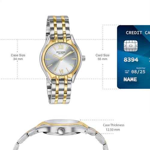 Image of Sonata Poze 8 Quartz Analog with Silver Dial IPS+IPG Stainless Steel Strap Watch for Women - SP80168BM01W