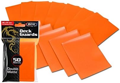 100 Premium Orange Double Matte Deck Guard Sleeve Protectors for Gaming Cards Like Magic The Gathering MTG, Pokemon, Yu-Gi-Oh!, & More. by BCW