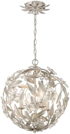 Crystorama Marselle 4 Light Antique Silver Mini Pendant