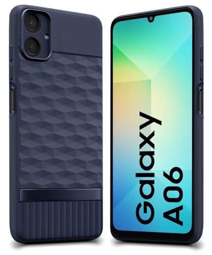 Image of WOW IMAGINE Back Cover for Samsung Galaxy A06 with Hexa Cube Design | Ultra Slim Soft Rubberised Case | Inner Velvet Fabric | Matte Silicone Flexible Mobile Case | Camera Protection - Blue