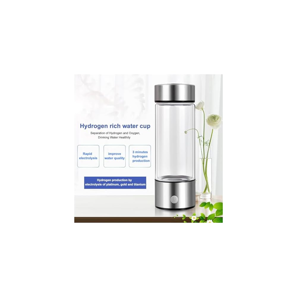 Hydrogen Water Bottle - Portable, Rechargeable, LED Puerto