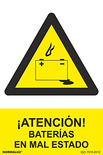 Señal ¡Atención! Baterías En Mal Estado Con Tintas Uv | 300 X 400 Mm - Pvc Glasspack 0'7 Mm En Oferta Normaluz Rd31045 - Señal ¡Atención! Baterías En Mal Estado Pvc Glasspack 0,7 Mm 30X40 Cm Con Cte, Ripci