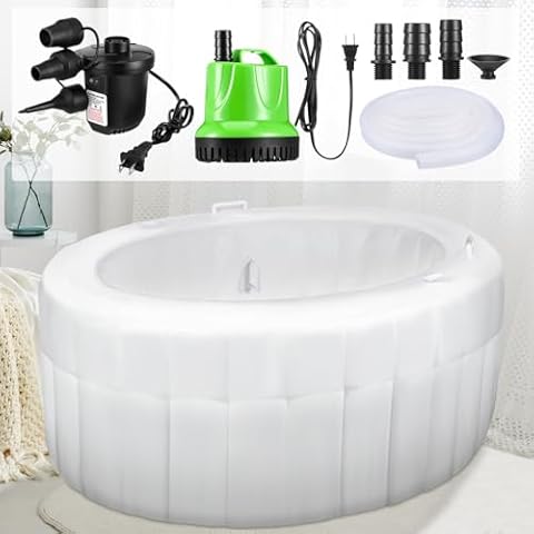 VioraWhite 1 Set Birth Pool Including Inflatable Home Birthing Pool, Liner, Inflating Pump and Water Pump, White Birth Tub for Labor Expectant Mothers Doula Midwife Supplies 65 l x 55 W x 26 H Cover