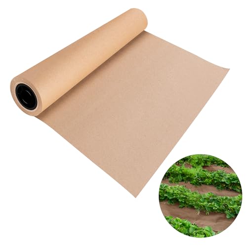 DECOHS 4 x 50 Ft Biodegradable Paper Weed Barrier- Heavy Duty Biodegradable Garden Bed Grass- Garden Paper Weed Control Barrier Weed Grass Blocker for Outdoor Garden Lawn