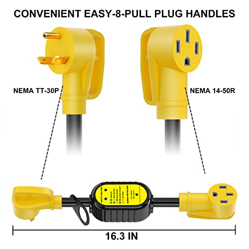EyGde 30 Amp to 50 Amp RV Adapter, Patented 4200Joules Electrical Adapter with Surge Protector NEMA TT-30P to NEMA 14-50R, Circuit Analyzer Power Guard for Camper Travel Trailer by EyGde - Used condition - Image 2