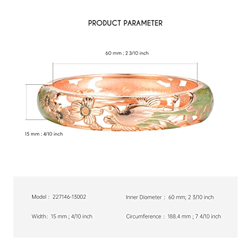 UJOY Colors Handcraft Jewelry Cloisonne Bracelet Enamel Bird Flower Spring Hinged Womens Bangles Gifts Box 55C493