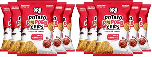 Image of BRB Potato Popped Chips | Spicy Chipotle Flavour | Not Fried. Not Baked | 60% Less Oil, Lower Calorie, Healthy Snack | 5 x (48g /51g) Combo Pack (weight may vary) (Pack of 2)