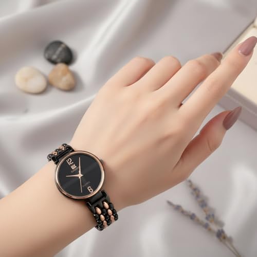 Image of IIK COLLECTION Watch for Women Round Dial |Analogue Quartz Movemnet Ladies Watch|Long Battery Life|Stainless Steel Adjustable Bracelet Chain Strap|Fancy Clasp Safety Watch for Woman