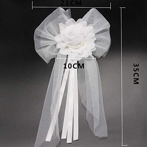 Junxia Pearl Bud Silk Ribbon Flower For Wedding Party Decoration,Bridal Car,Wedding Car Decoration 2 Pcs/Set #TOP1