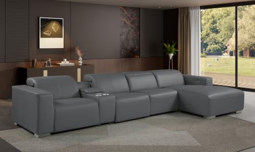 Umbria 5-Piece Right-Facing Genuine Leather Power Reclining Sectional Sofa