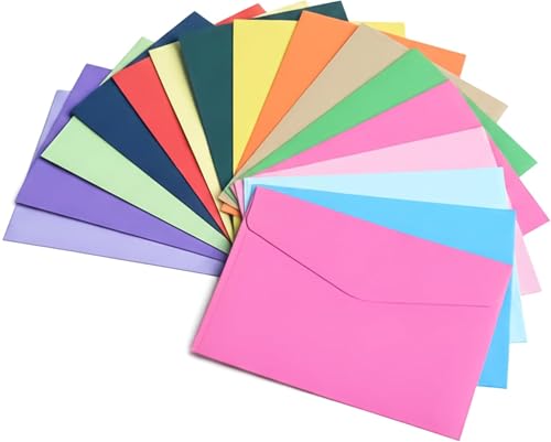 Haoyic 16 Pcs Mini Envelopes Small Coloured Envelopes for Money Greetings Postcards Invitations (11.5 x 8.2 cm)