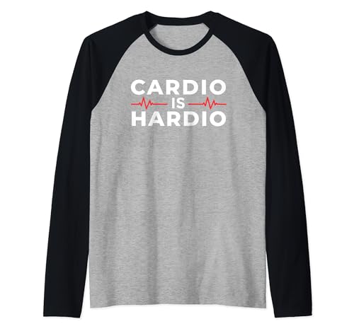 Cardio Es Hardio, Entrenamiento, Deporte, Gimnasio, Divertido Camiseta Manga Raglan