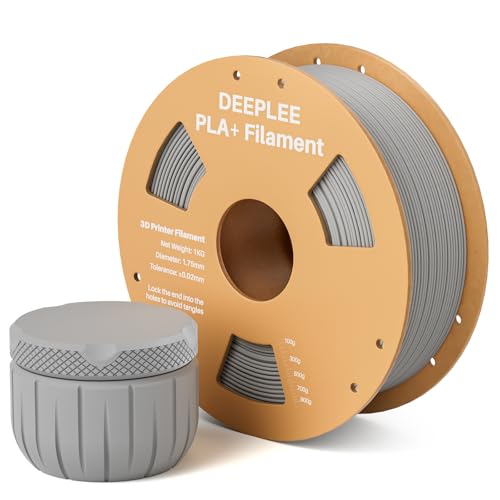 DEEPLEE PLA+ 1.75mm 3D Printer Filament, PLA Plus with Dimensional Accuracy +/- 0.02mm, Higher Strength and Toughness, Neatly Wound, No Clogging, Fits for Most FDM 3D Printers, 1KG Grey