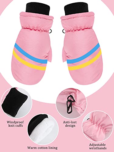 Image of Geyoga 4 Pairs Kids Mittens Waterproof Ski Gloves Boys Girl Warm Snow Winter Mittens for Kids Toddler Outdoor Activities