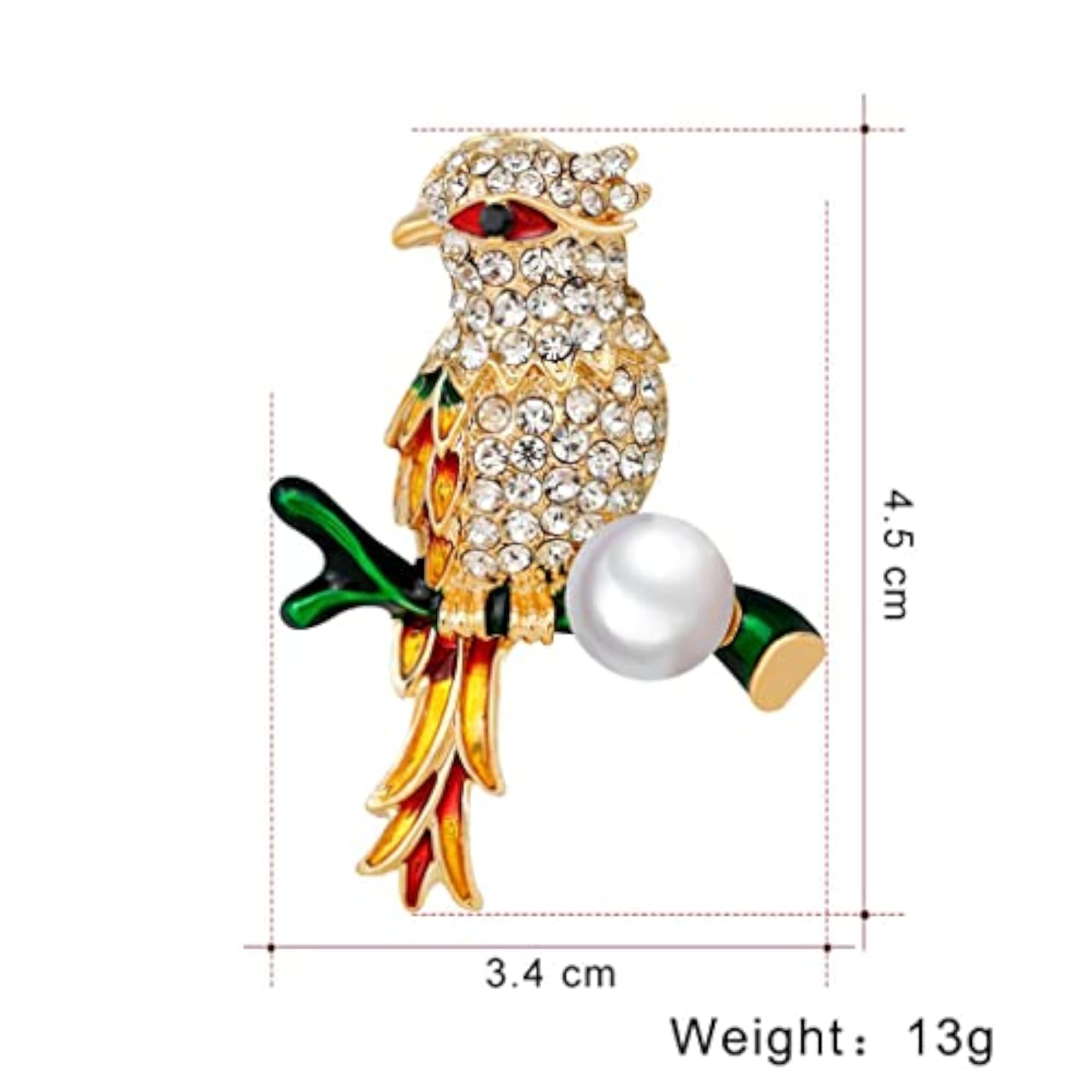 Rhinestone Bird & Pearl Bead Wedding Brooch Pin