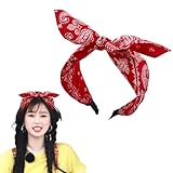 Yreamont Womens Bandana Headband with Bow - Red Knot Headband - Hair Bow Headbands for Women - Christmas, Halloween Accessories