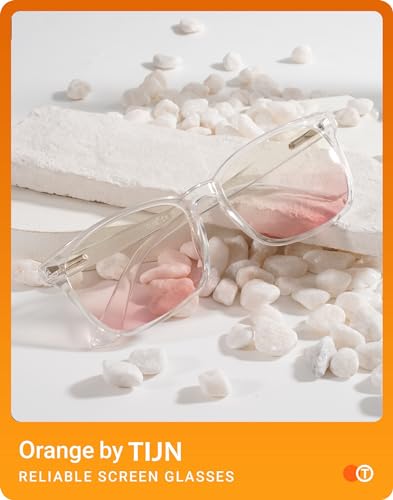 TIJN Blue Light Blocking Glasses for Women Men Clear Frame Square Nerd Eyeglasses Anti Blue Ray Computer Screen Glasses