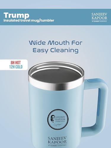 Image of Sanjeev Kapoor by Classic Essentials Stanley Stainless Steel 1200ML Tumbler with Lid and Straw, Hot and Cold Double Insulated Sipper Mug, 100% Leak Proof Coffee Tumbler Cupholder for Office (Blue)