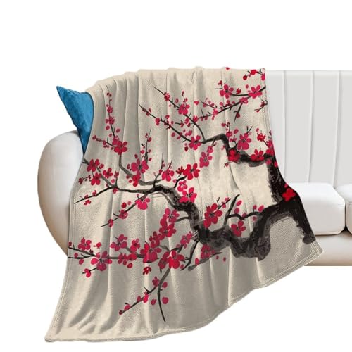 Couverture en microfibre pour canapé et lit, plaid extra large flanelle fleurs de cerisier - 2