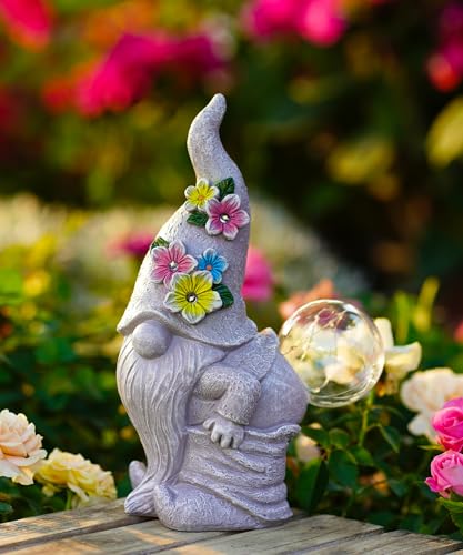 Acgarten Funny Garden Gnome Statue: Outdoor Figurine Lights for Yard Lawn Porch Balcony Patio Home Decor - Birthday Gardening Gifts for Women Mom Grandma