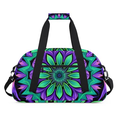 Psychedelic Floral Gym Travel Duffle Bag for Women & Men with Front Zipper Pocket for Sports, Overnight, Weekender, Carry On,Workout & Dance Bag,Magic Graphics,18.9 * 8.7 * 10.6 in2