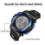aswan watch Zegarek cyfrowy dla dzieci, dziewcząt, chłopców, z budzikiem, stoperem, światłem LED, datownikiem, sportowy zegarek na rękę z silikonowym paskiem-S/M, 01-niebieski, S, Pasek