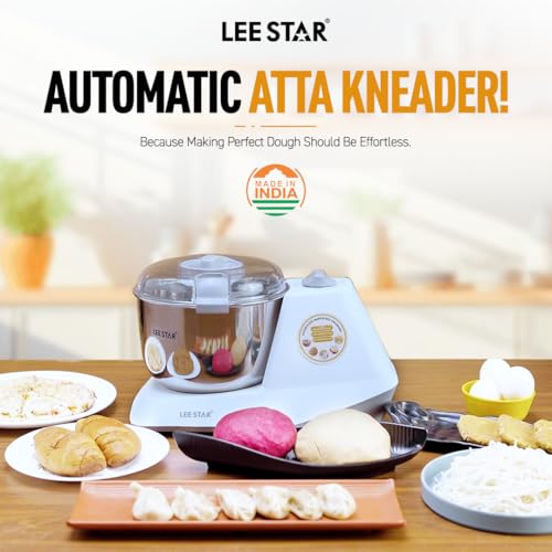 Lee Star Automatic Electric Atta Kneader, Dough Mixer Machine, Atta Kneader Machine with 3L Stainless Steel Bowl, 650W - White (LE-837)
