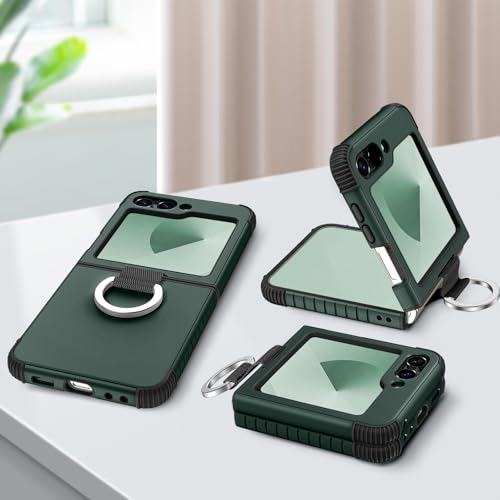 Image of BENTOBEN for Samsung Galaxy Z Flip 6 5G Case with Ring, Heavy Duty 2 in 1 Full Body Rugged Galaxy Z Flip6 Case Girls Women Boy Men Shockproof Protection Cover for Samsung Z Flip 6 6.7 inch,Midnight Green