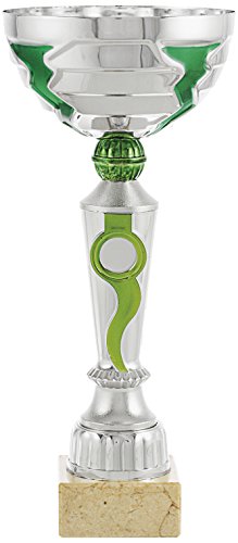 PALLART 7142 – 3 Trophée de Sport avec Motif Lampo et Ruban et 32 cm, Argent, Taille Unique