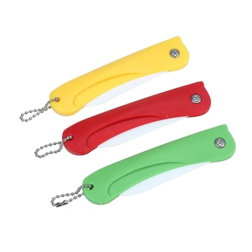 STOBAZA 3pcs Ceramic Foldable Fruit Knife Slicer Tool for Boys and Girls Portable Utility Knife Ceramic Fruit Cutter Shapes Non-rust Easy to Clean Random Color