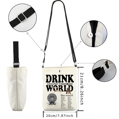 WCGXKO Drinking Around the World Crossbody Bag Drinking Squad Gift Food and Wine Festival Gift Epcot Food And Wine Gift2