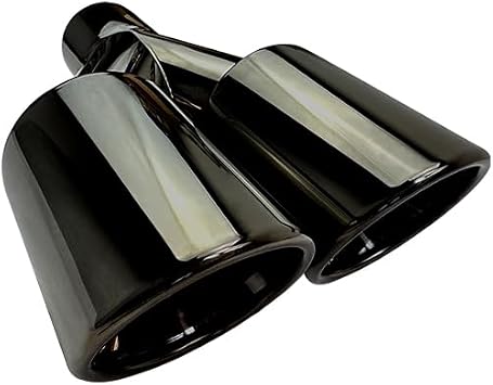 RCCT 2.5" Inlet Exhaust Tip Dual 3.5" Equal-Length Dual Outlets, Black Chrome Finish, Double Wall Stainless Steel, Universal Fit for Most Cars & SUVs Black Chrome