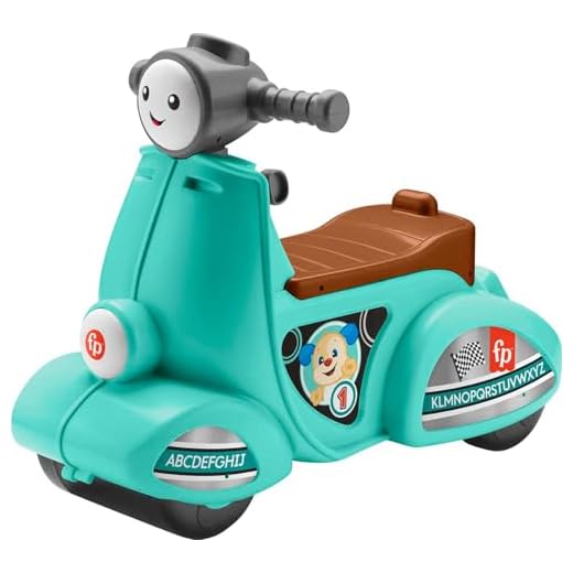 Fisher-Price Laugh & Learn Toddler Ride-On Toy, Smart Stages Cruise Along Scooter with Lights Music and Learning for Ages 1 Year and Up (Amazon Exclusive)