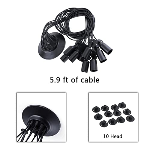 Glw 10 Arms Ceiling Spider Lamp Light Antique Classic Ajustable Diy Pendant Lighting For Dining Room Table E26 Retro Chandelier Modern Dining Hall Bedroom Hotel Lamp(Each With 67" Wire) #TOP5