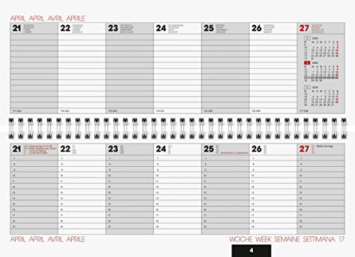 BRUNNEN Weekly calendar model 772 2024, 2 pages = 1 week, sheet size 29.7 x 10.5 cm, black - Image 2