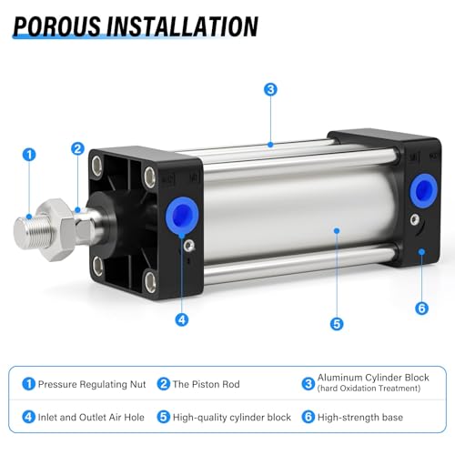 TAILONZ PNEUMATIC Air Cylinder SC 50 X 150 Bore: 2 inch Stroke: 6 inch Screwed Piston Rod Dual Action by TAILONZ PNEUMATIC - Image 3