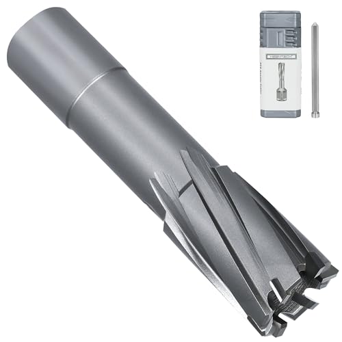 KEENTECH Carbide-Tipped Annular Cutter, 7/8" Diameter x 2" Depth, 3/4" Weldon Shank (2 Flat), High Speed Cutting TCT Mag Drill Bit with Pilot Pin for Harder Material, Stainless Steel, Cast Iron