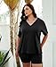 RITERA Plus Size Women Lounge Sets Soild Black Summer Outfits T-Shirt Top And Biker Short Set 2 Piece Matching Tracksuit Fashion Oversize V Neck Shirts Set 2XL 18W 20W