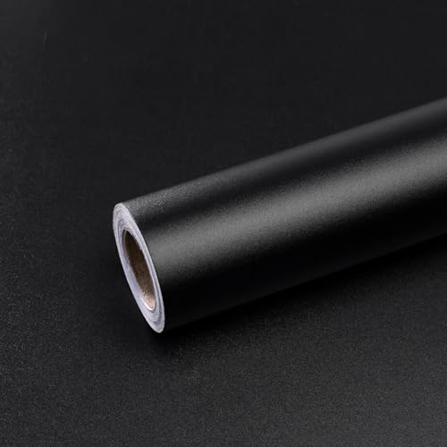 Image of Qianglive Black Contact Paper for Countertops 15.7" x 118" Thick Metallic Peel and Stick Wallpaper Modern Removable Self Adhesive Vinyl Wallpaper for Kitchen Refrigerator Cabinets
