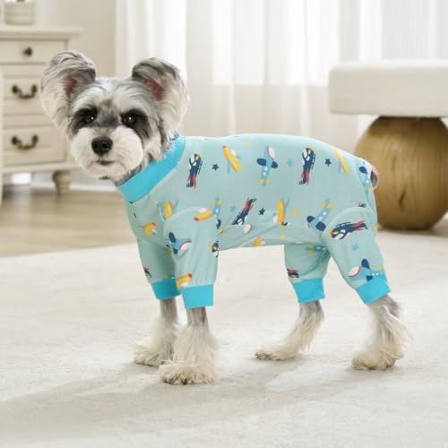 Image of Dog Recovery Suit Female Male Small Medium Dogs,Dog Surgical Recovery Suite Bodysuit After Surgery Puppy Cat Long Sleeve Onesies Bodysuit After Surgery Wound Protective (Blue Plane, XL)